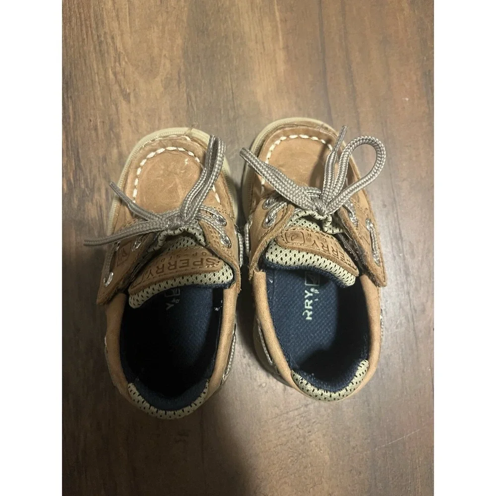Sperry Kids Lanyard Boat Shoes Size 5M Brown Leather Nautical Casual Deck Shoes